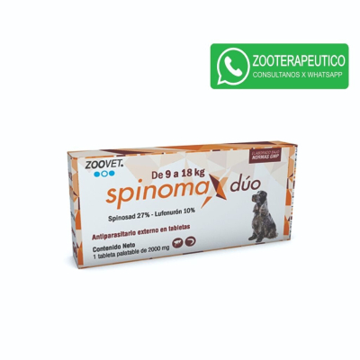 Comprimidos Spinomax Dúo 9A18Kg - Zoovet