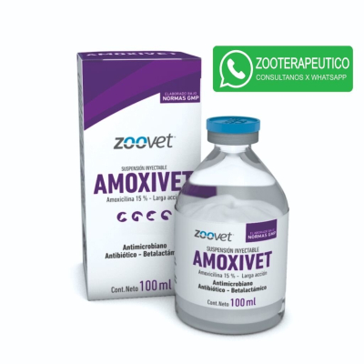 Amoxivet Antibiótico Inyectable Betalactámico Larga Acción 100Ml - Zoovet