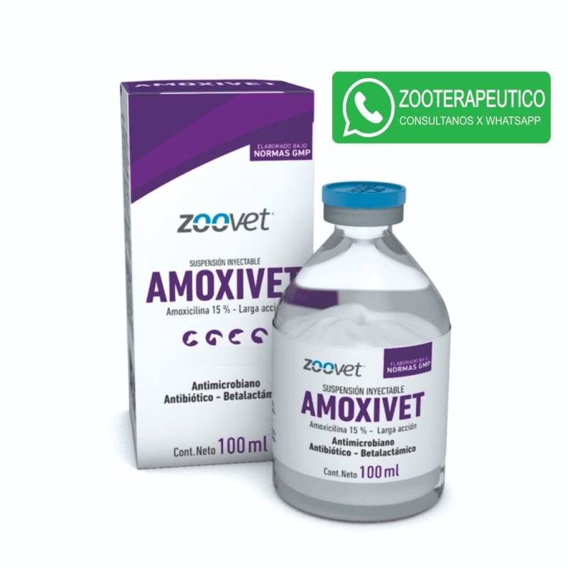 Amoxivet Antibiótico Inyectable Betalactámico Larga Acción 100Ml - Zoovet