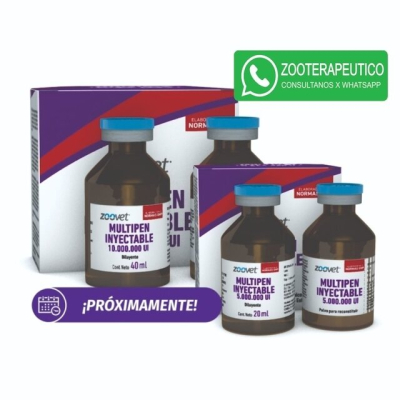 Multipen 5M X 12 Amp -Antibiótico Betalactámico Penicilínico - Aminoglucósido - Antiinflamatorio No Esteroide - Zoovet