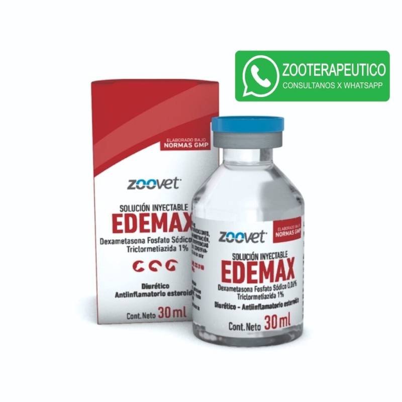 Edemax X 30 Ml - Antiinflamatorio Esteroide - Diurético - Zoovet