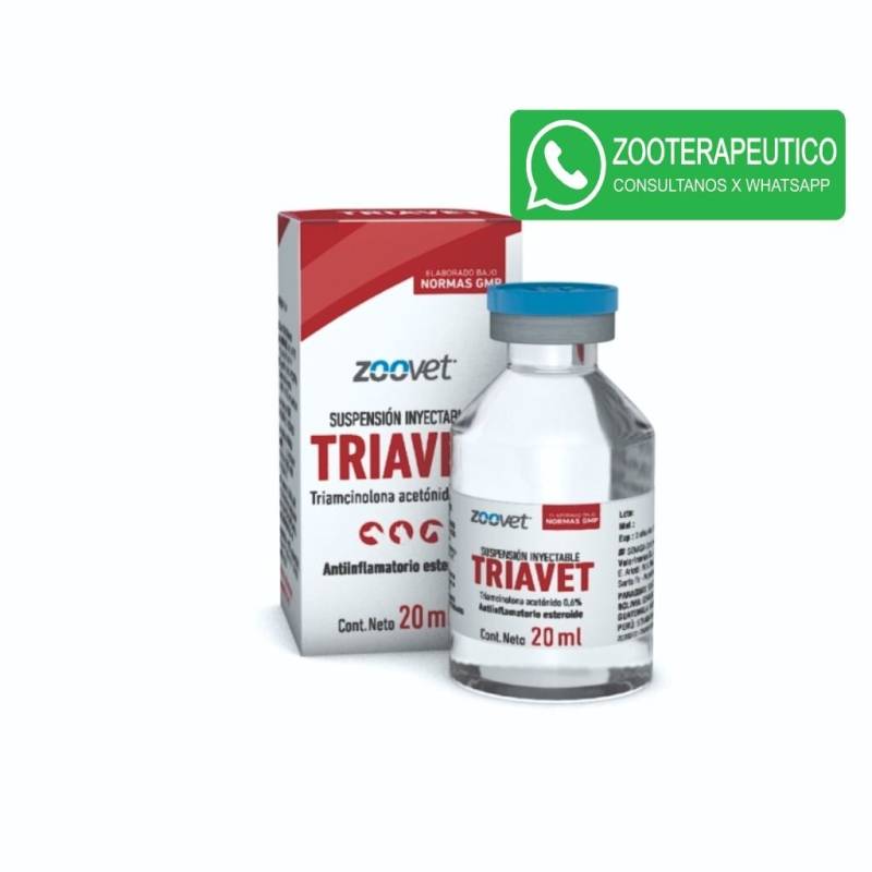 Triavet X 20 Ml - Antiinflamatorio Esteroide Inyectable De Depósito- Zoovet