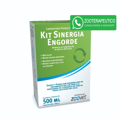Kit Sinergia Engorde 2 F X 500 Ml - Mejorador De La Conversión (Anabólico No Hormonal)- Zoovet
