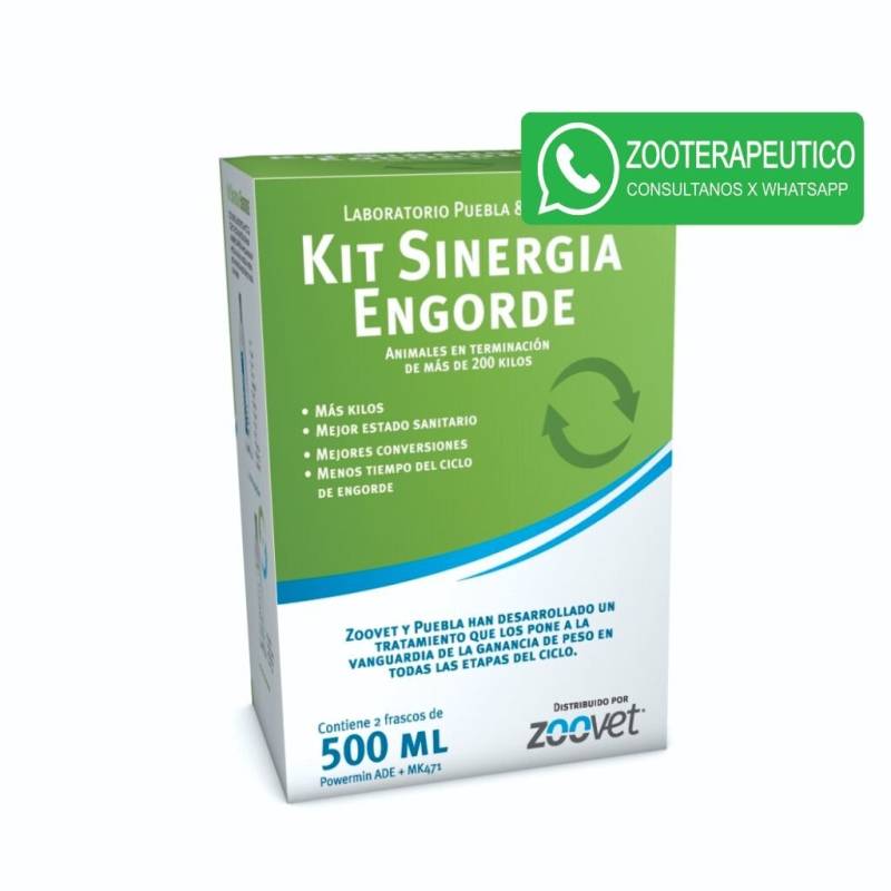 Kit Sinergia Engorde 2 F X 500 Ml - Mejorador De La Conversión (Anabólico No Hormonal)- Zoovet