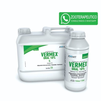 Vermex Oral 10 % X 5Lts -Antiparasitario Interno - Nematodicida - Bencimidazol - Zoovet