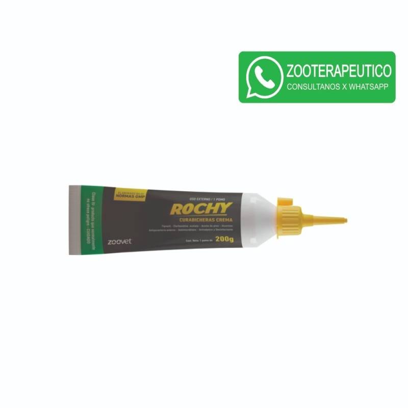 Rochy Crema X 200 Grs- Antiparasitario Externo - Curabicheras - Antimicrobiano - Cicatrizante- Zoovet
