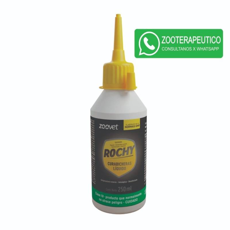 Rochy Liquido X 1 L - Antiparasitario Externo - Curabicheras Antimicrobiano - Cicatrizante- Zoovet