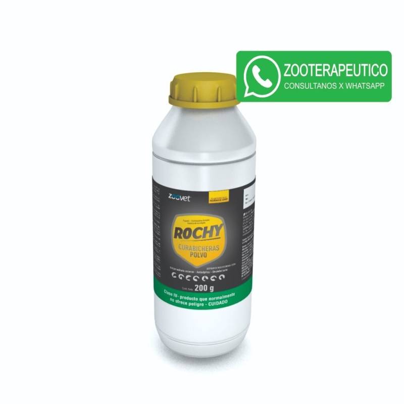 Rochy Polvo X 200 Grs - Antiparasitario Externo - Curabicheras - Antimicrobiano - Cicatrizante -Zoovet