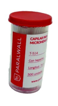 Capilar Para Microhemato Con Heparina X 500U - Paralwall