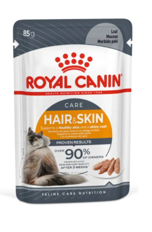 12 Sobres Alimento Hair & Skin Gato 85Gr - Royal Canin