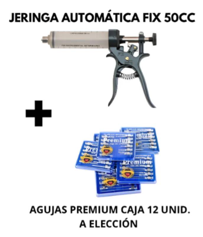 Combo Jeringa Automatica Fix + Caja Agujas Premium 12 Unid.