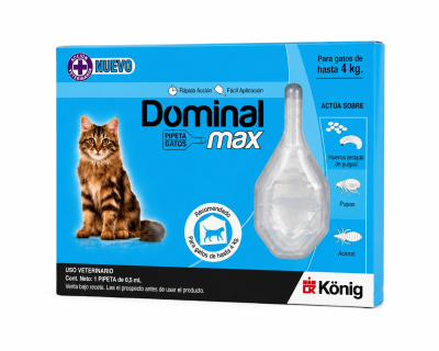 Pipeta Dominal Max Pulguicida Gatos Hasta 4Kg - Konig