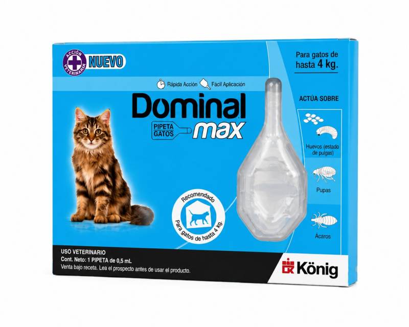 Pipeta Dominal Max Pulguicida Gatos Hasta 4Kg - Konig