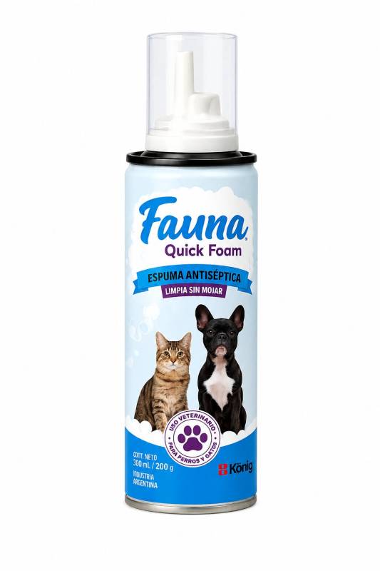 Espuma Seca Para Mascotas Fauna  Antiseptica 210 Ml - Konig